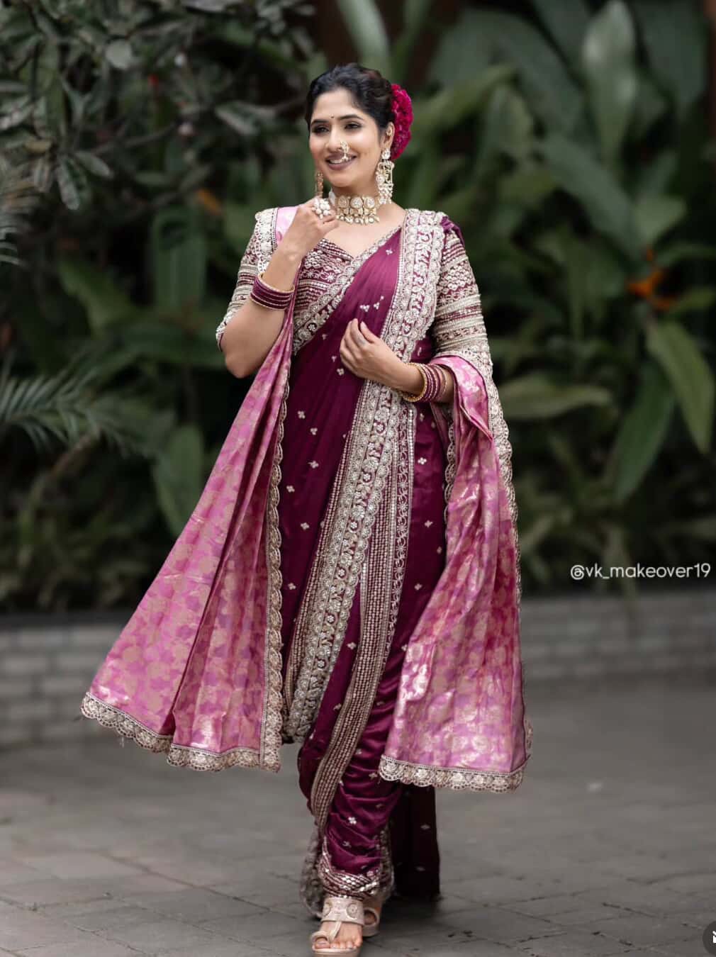 Purple Nauvari Saree