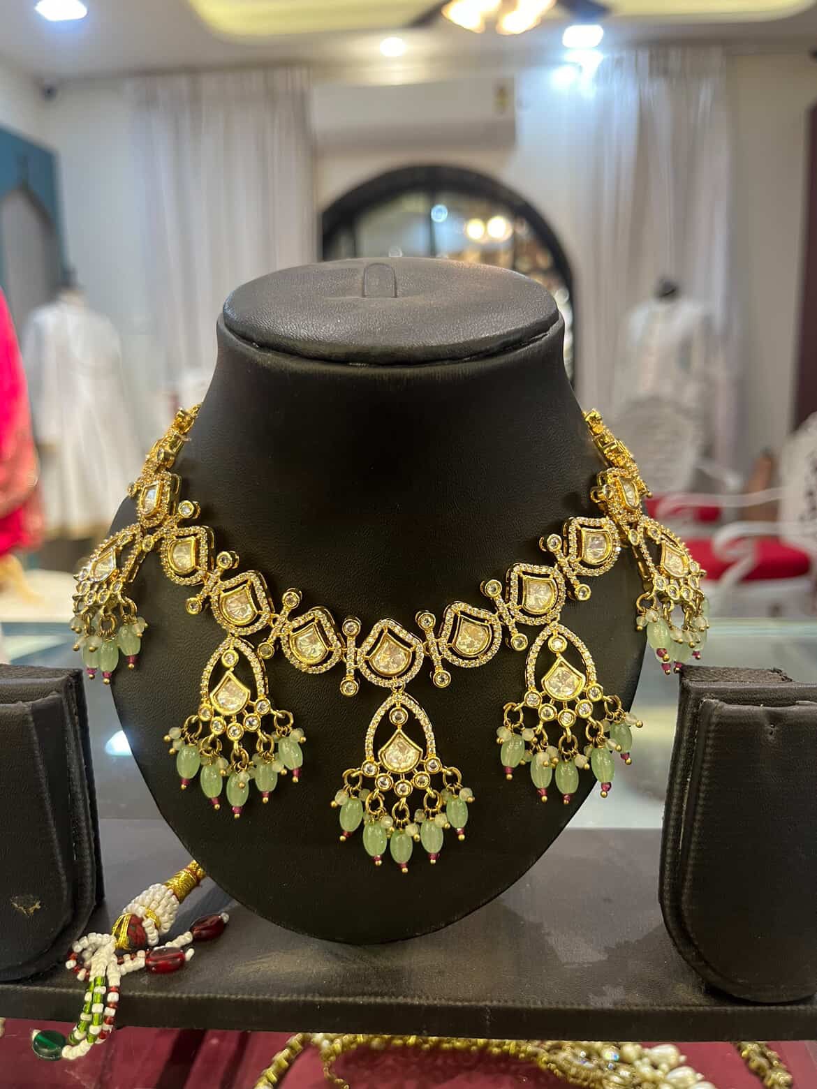 Mint green kundan set 