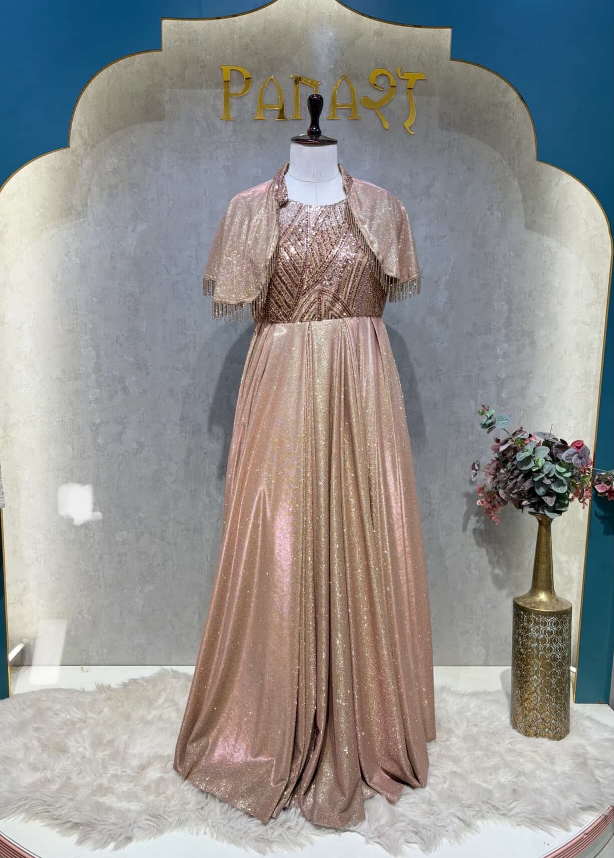 Golden Small cape ball gown 