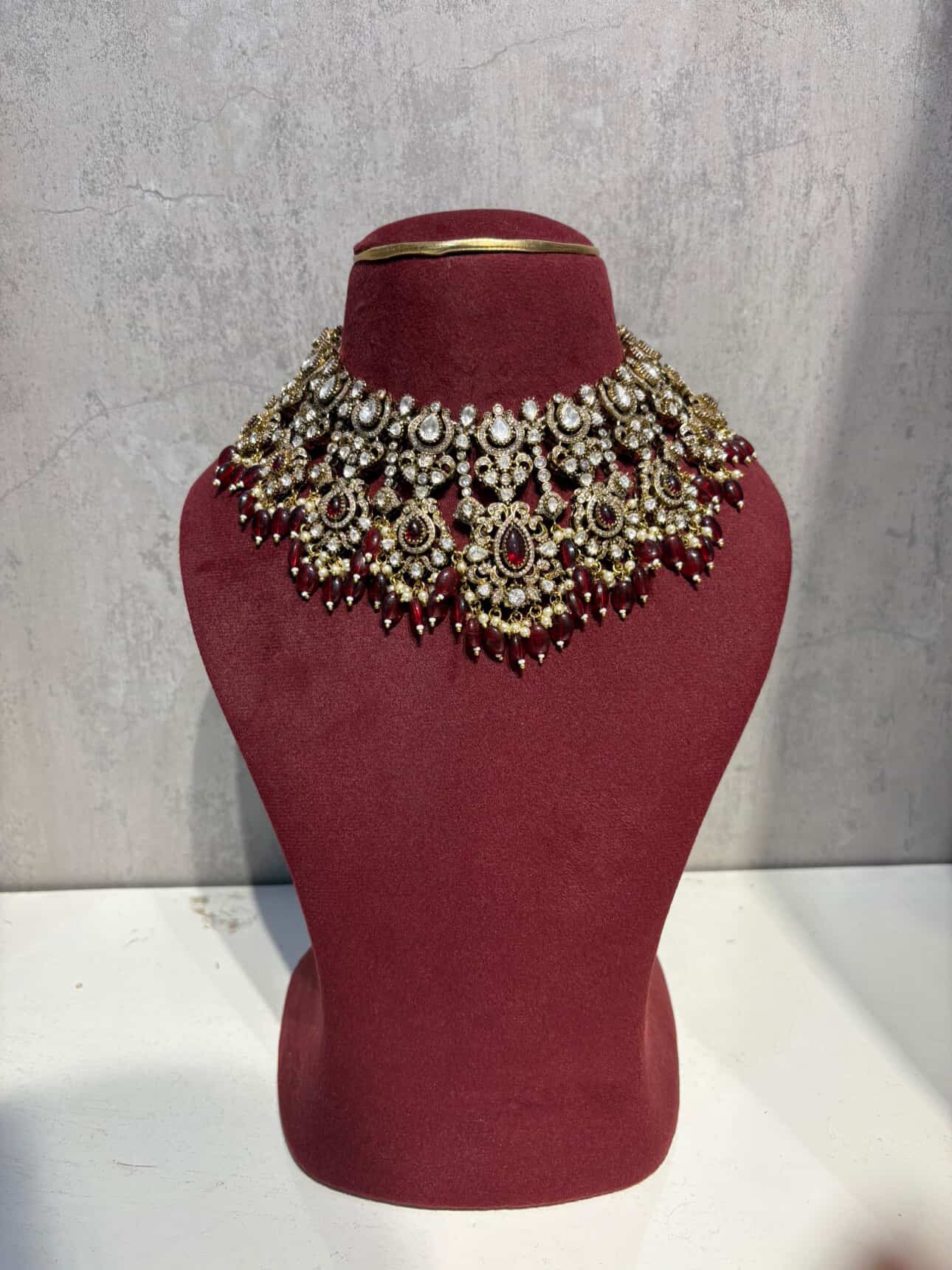 Maroon Pachi Kundan Set