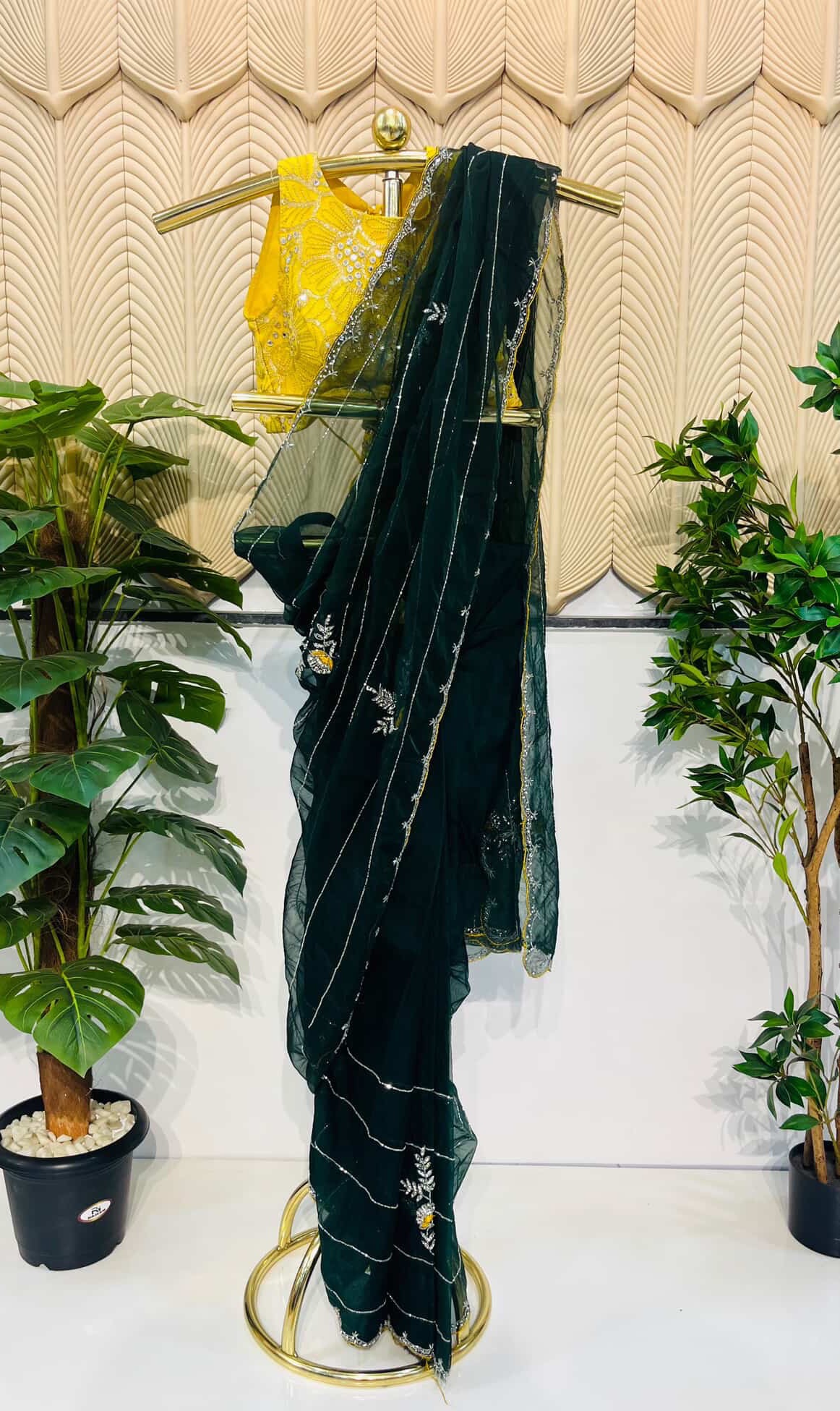 Mehandi green western saree 