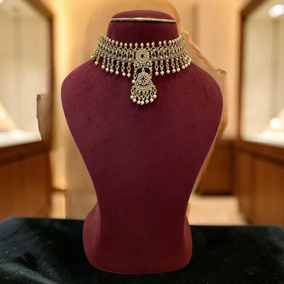Green kundan choker 
