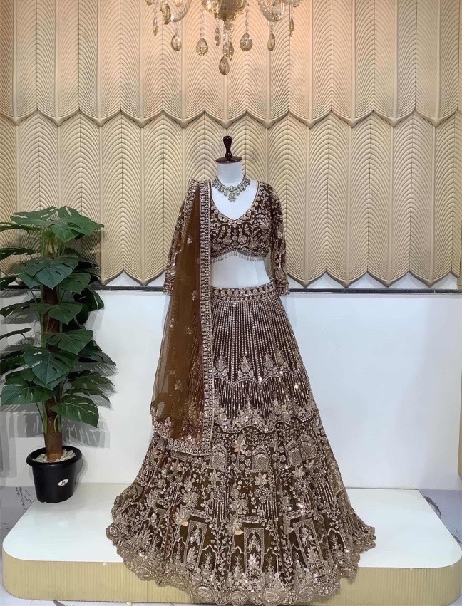 Brown handwork lehenga 
