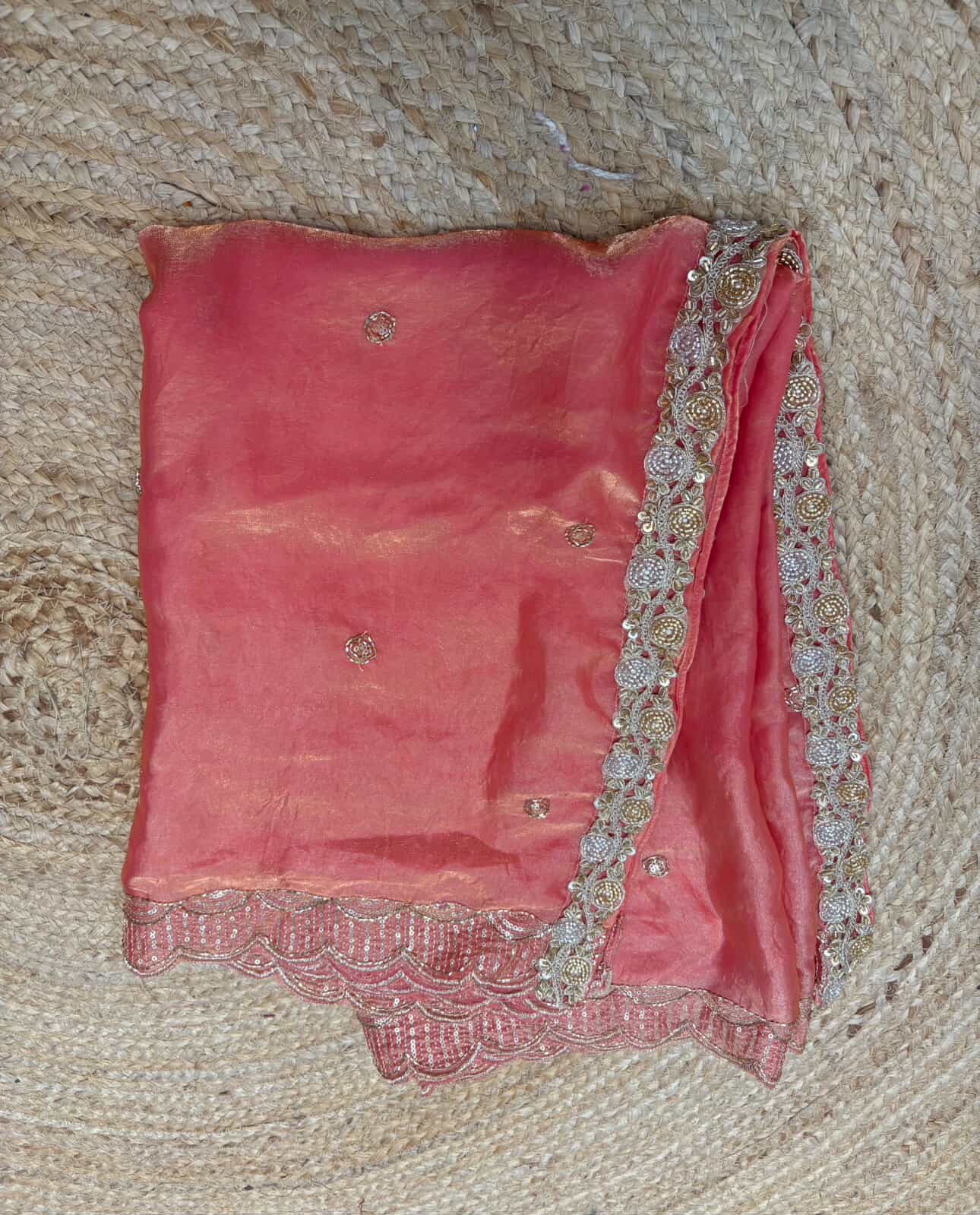 Peach Organza Duptta 