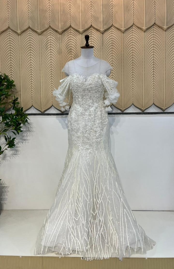 white fishcut gown