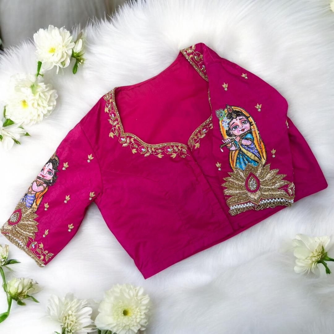 Pink Radha krishna blouse