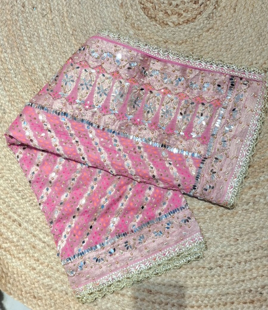 Baby Pink mirror duptta