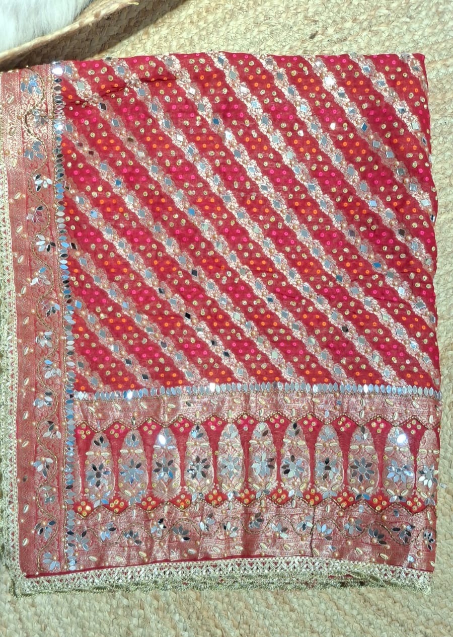 Red Mirror dupatta 2