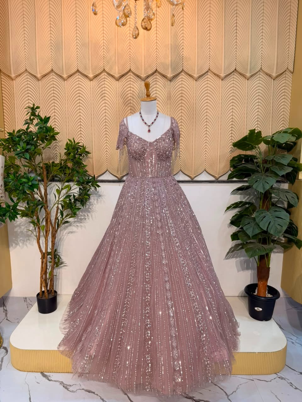 Onion Pink Handwork Gown 