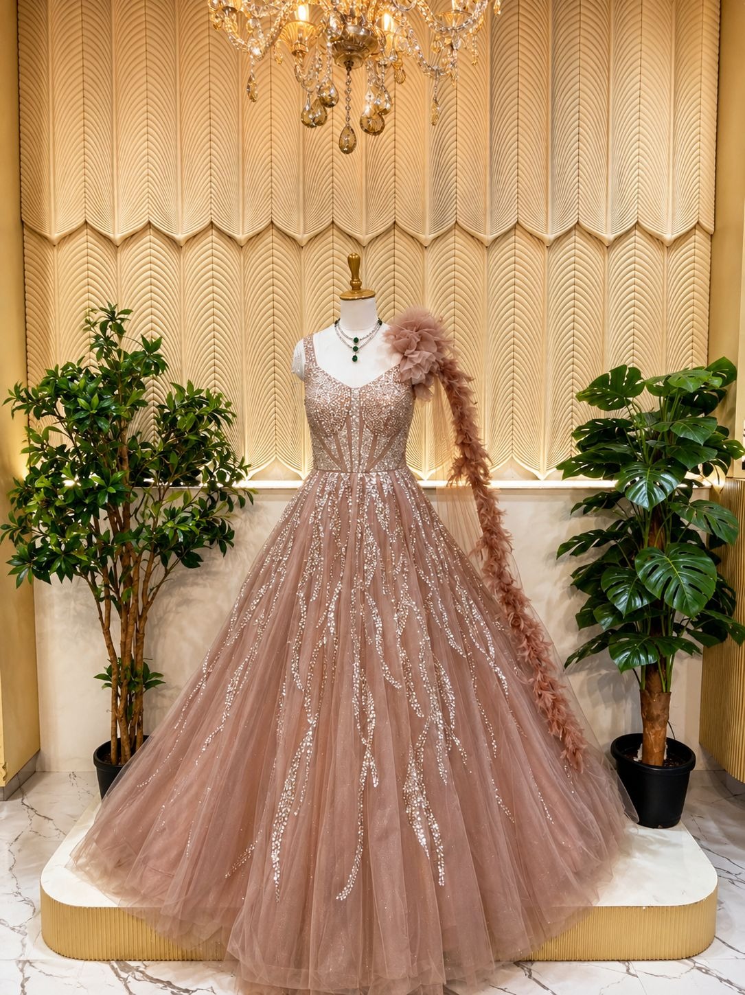 Peach handwork Ball gown 