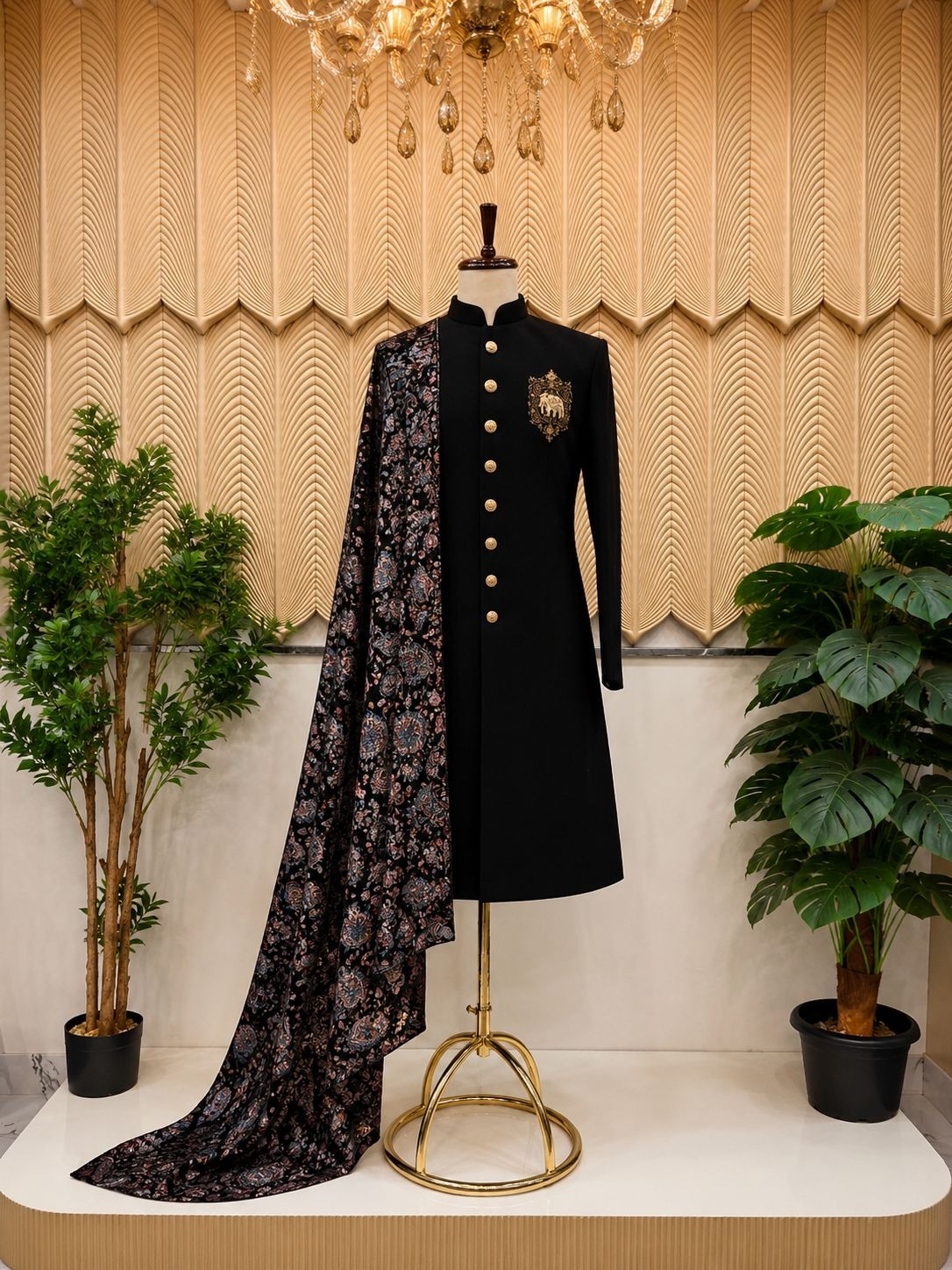 Black indowestern sherwani 38