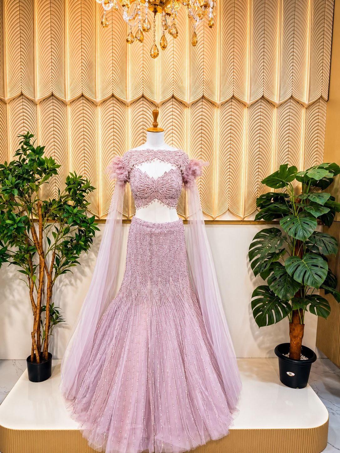 Lavender fishcut lehenga 