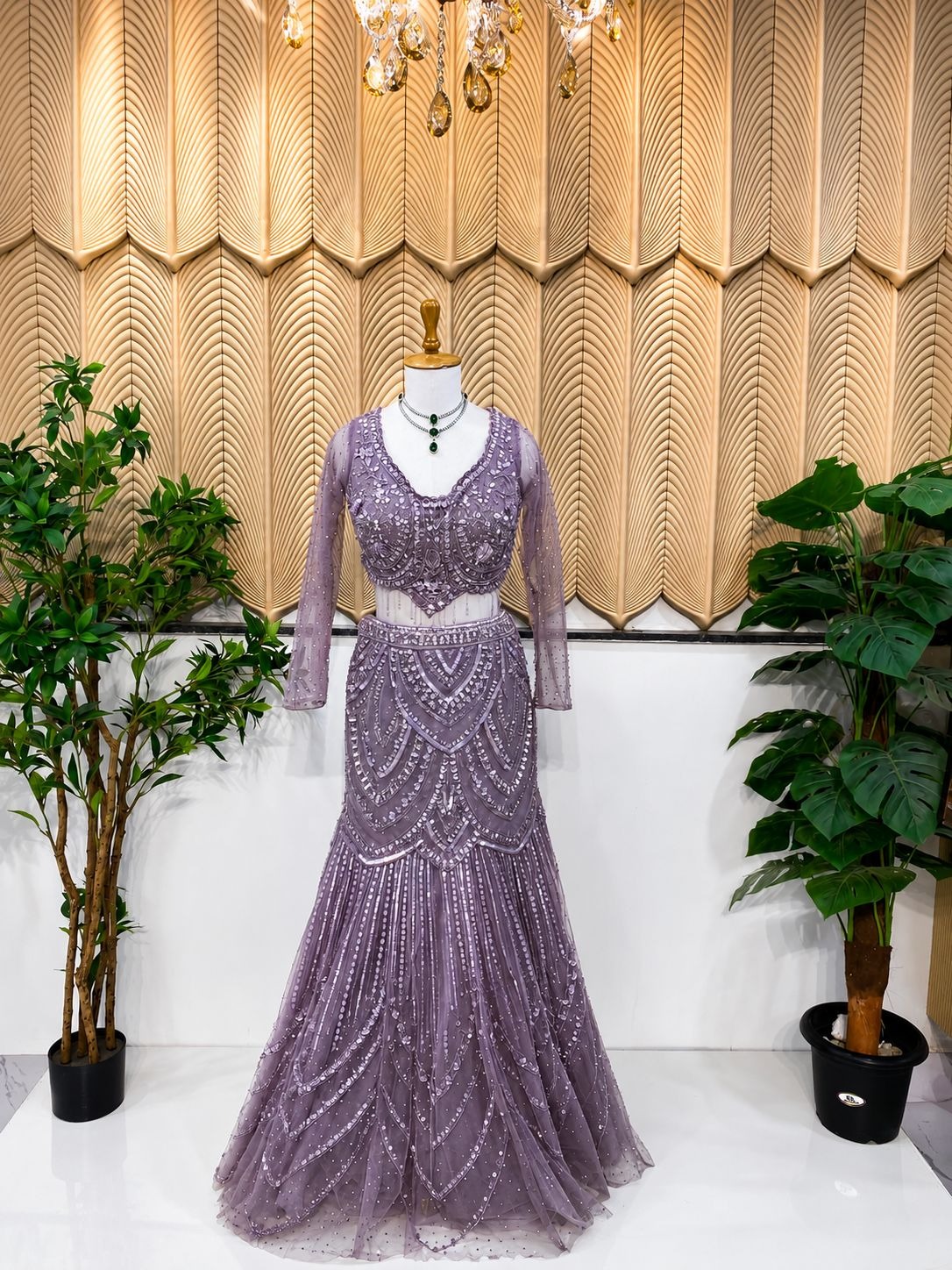 Lavender Fishcut lehanga