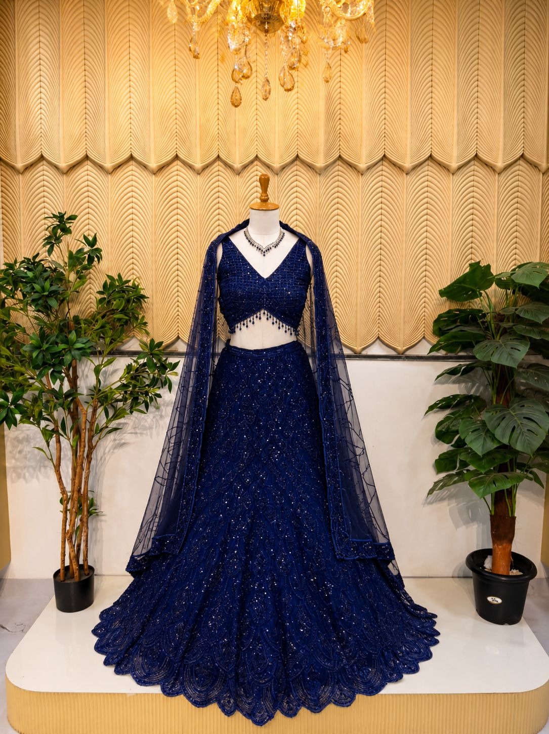 Blue fishcut lehenga 