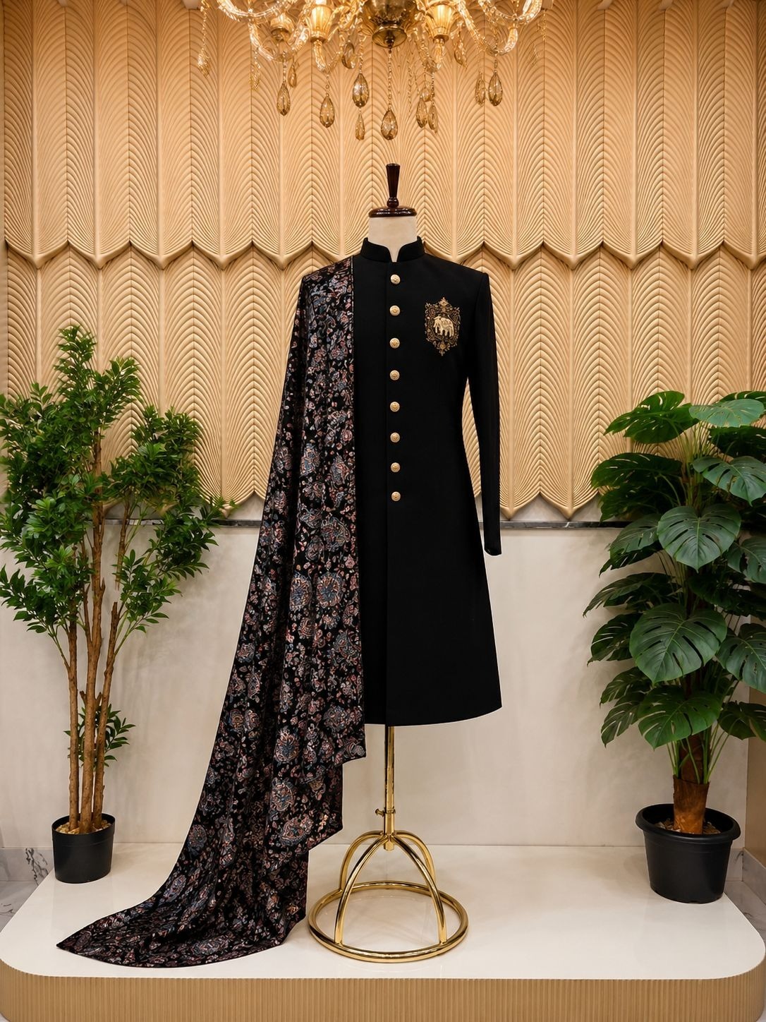 Black Indowestern sherwani 40