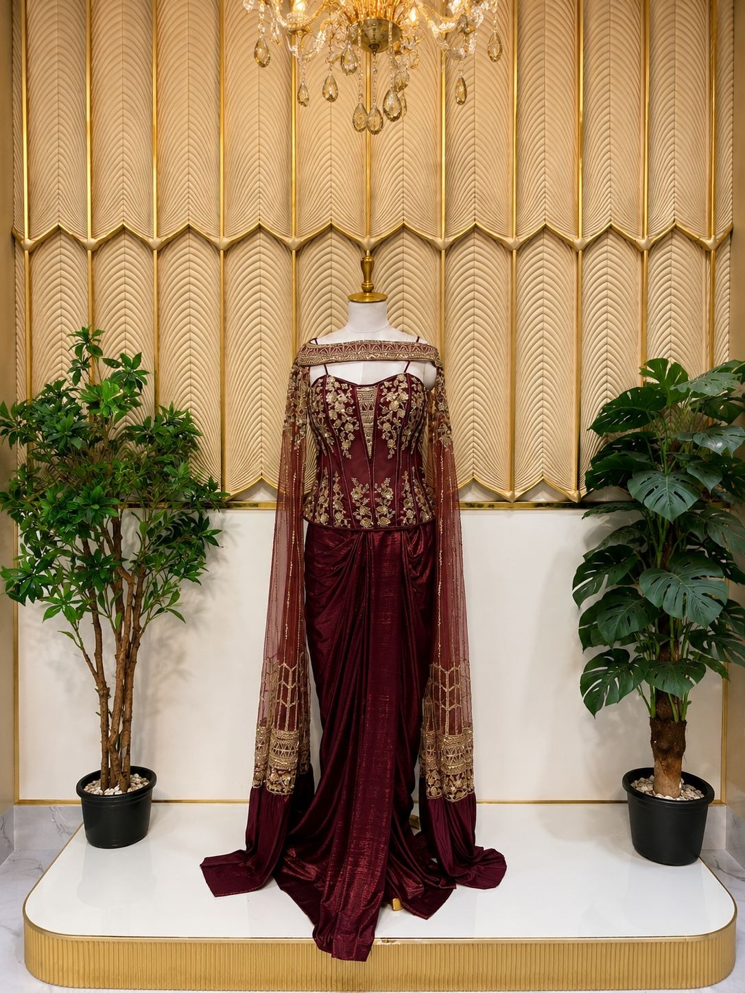Maroon indowestern 