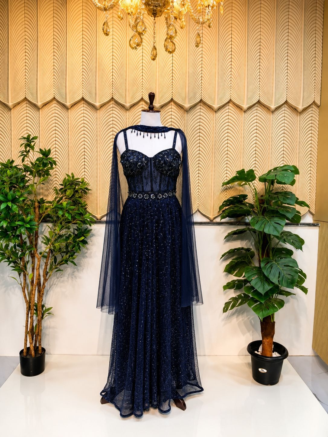 Navy Blue Indowestern