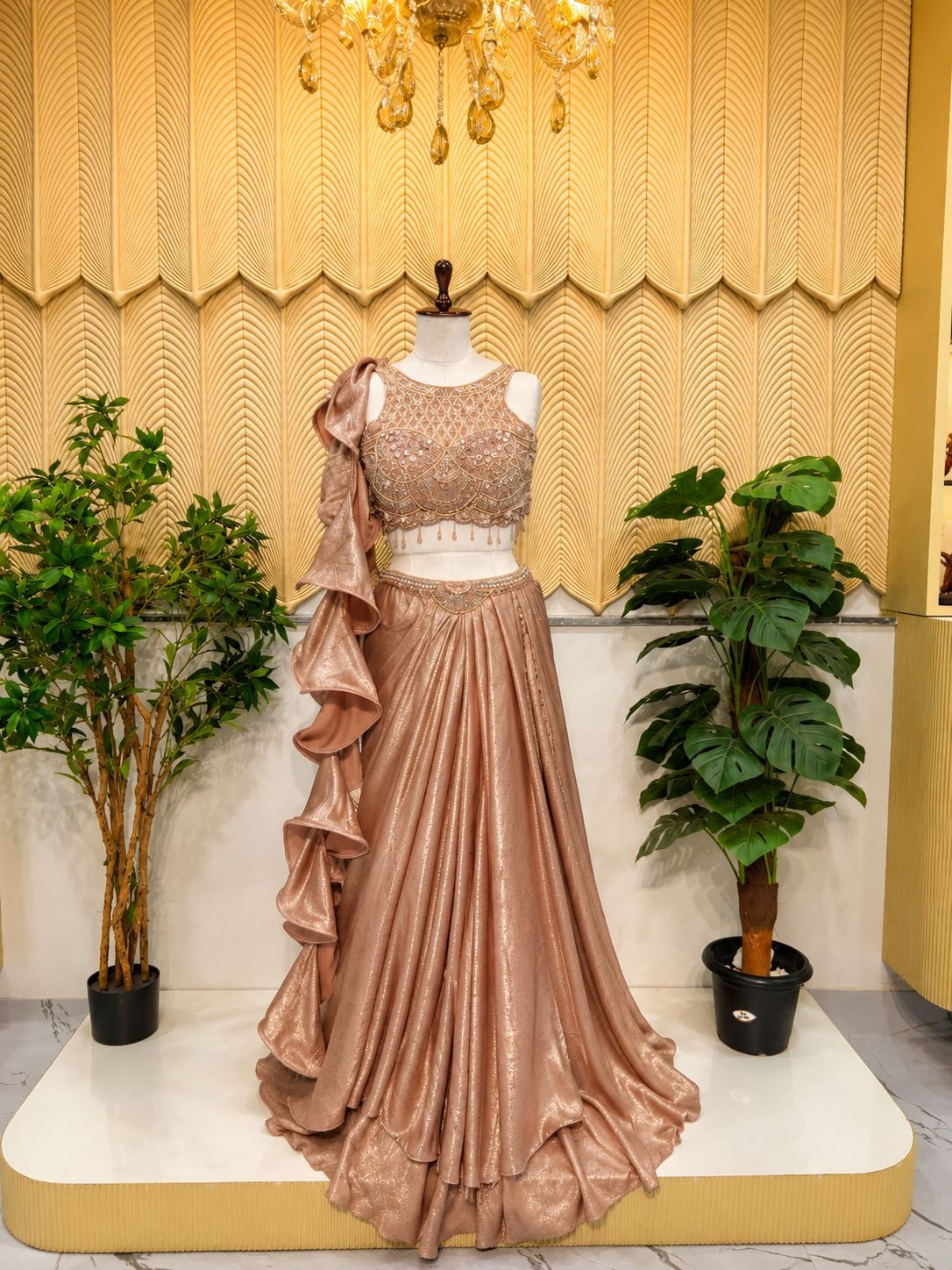 Peach Indowestern Lehanga