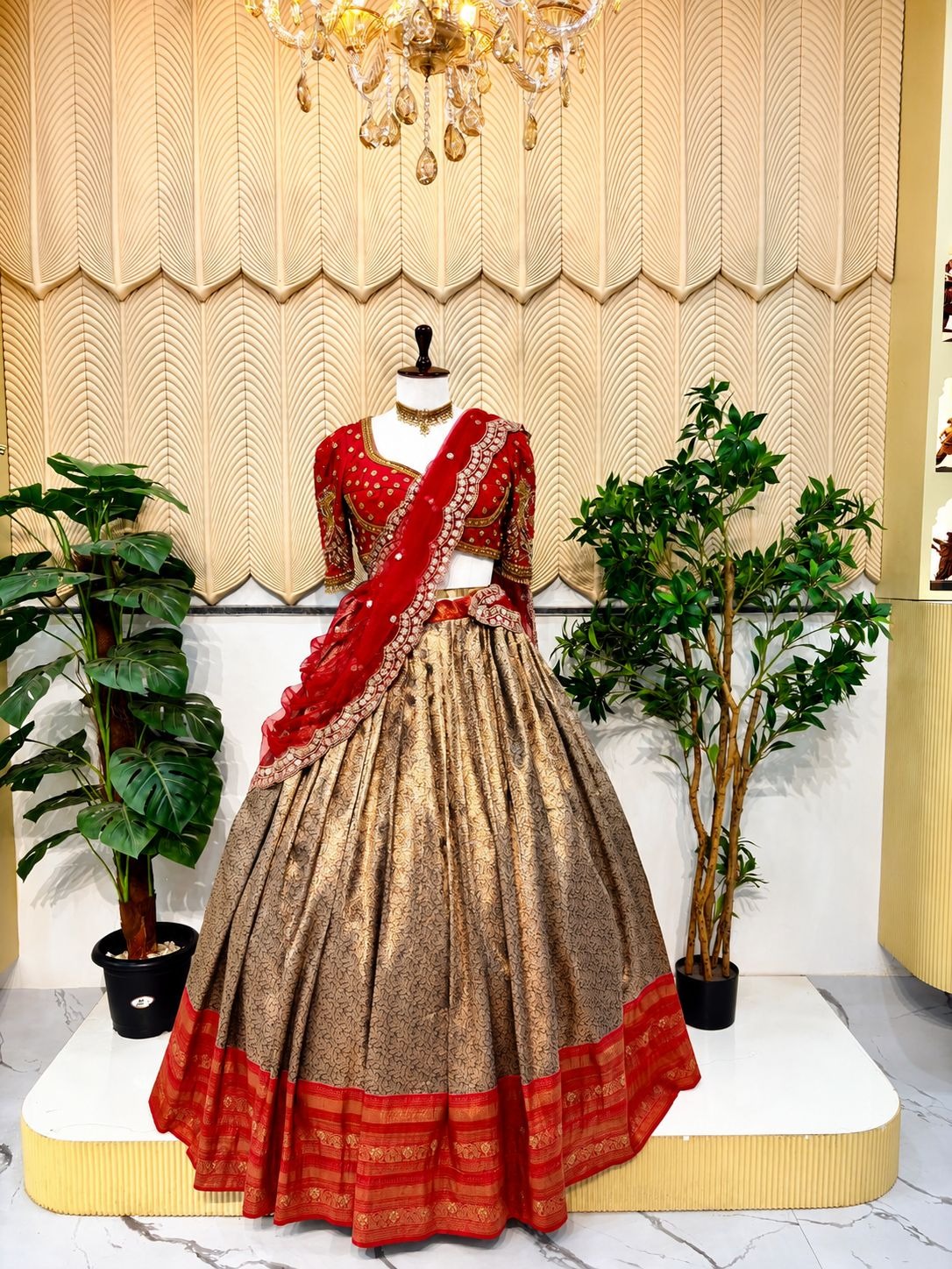 Copper red South Indian lehanga