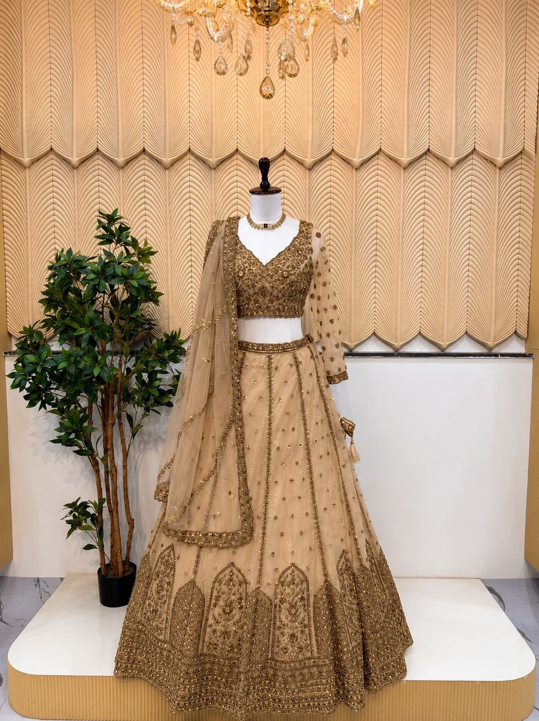 Off white copperwork Lehanga 