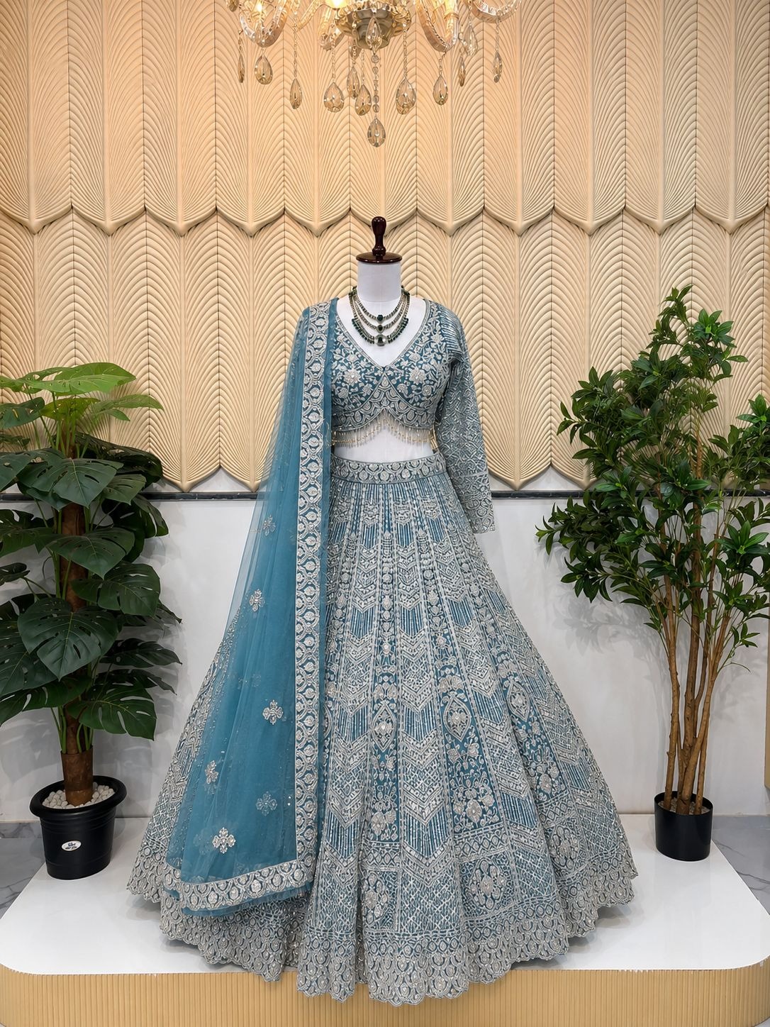 Sea Green handwork lehenga 