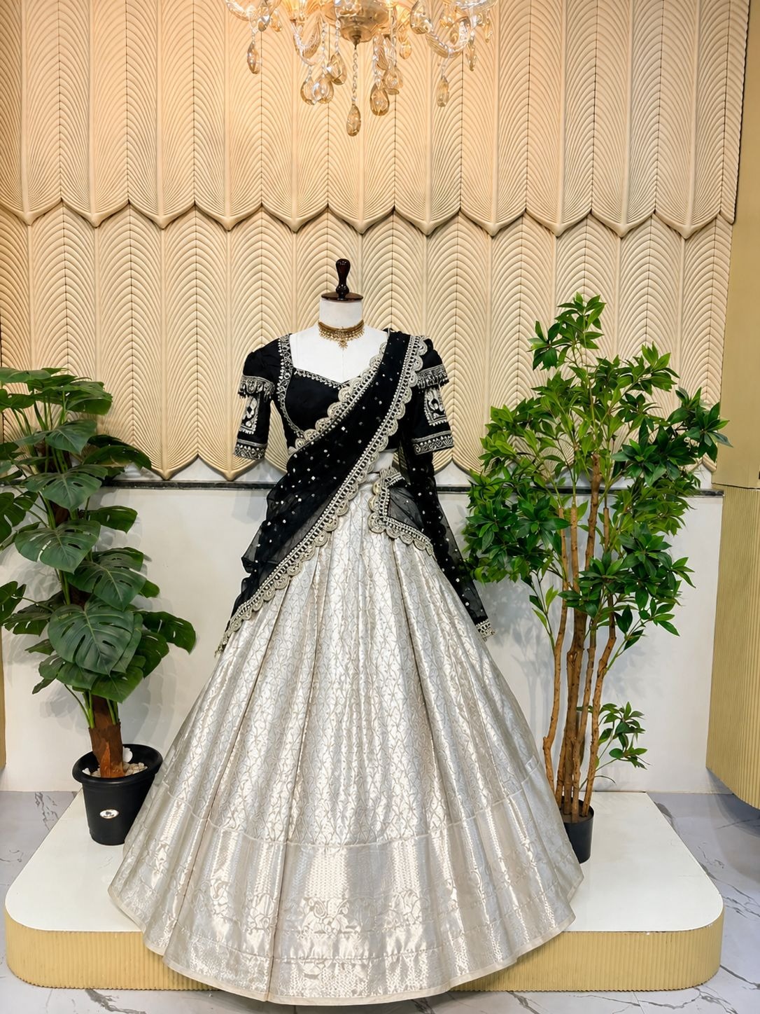 Grey South indian lehenga 