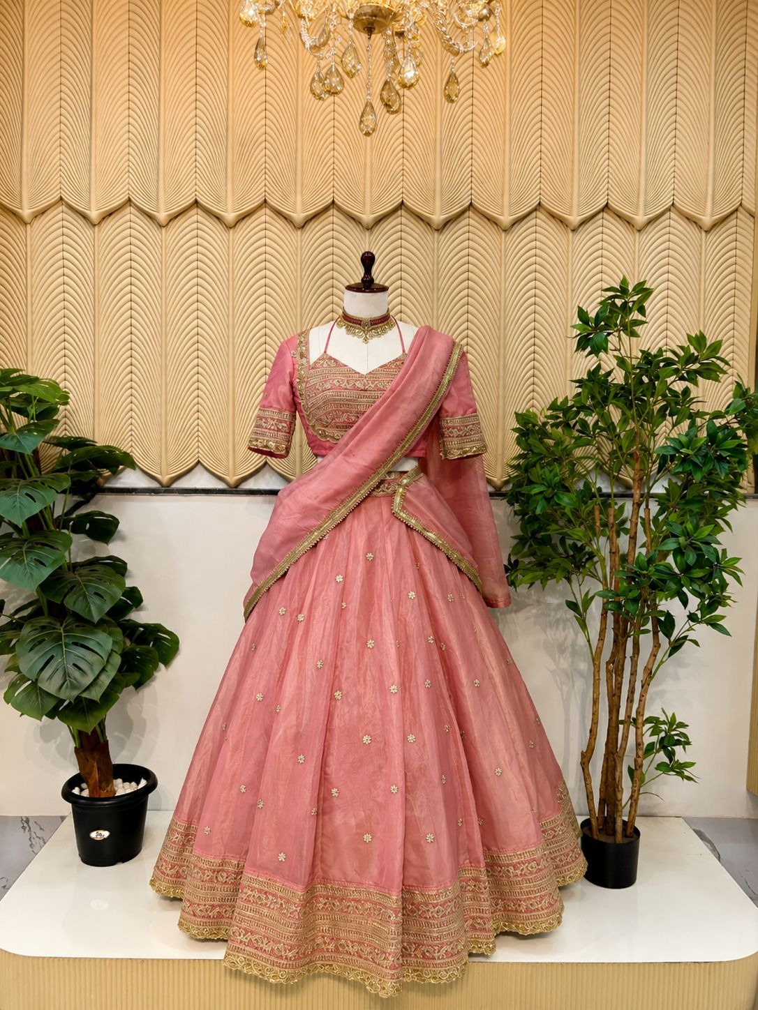 Pink Organza lehenga 