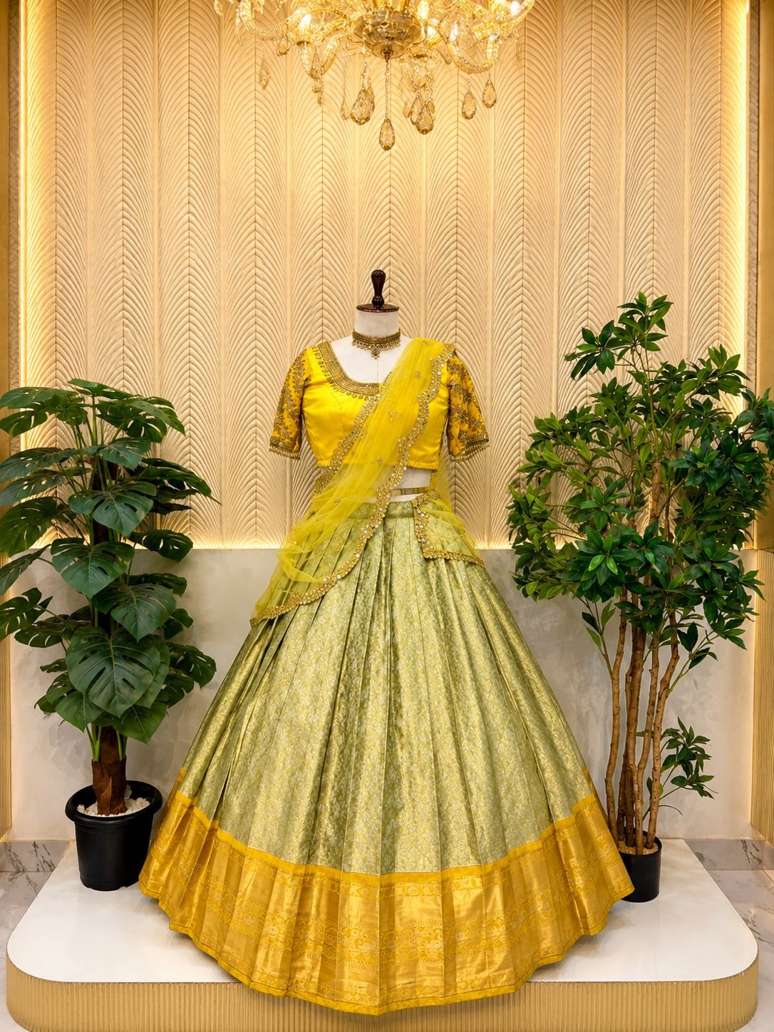 Parrot Green South Indian Lehenga