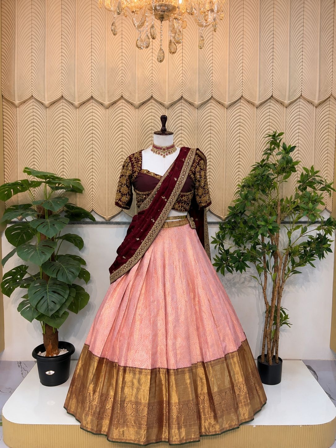 Pink Maroon South lehenga
