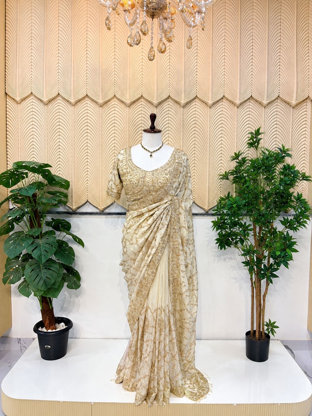 Golden handwork saree