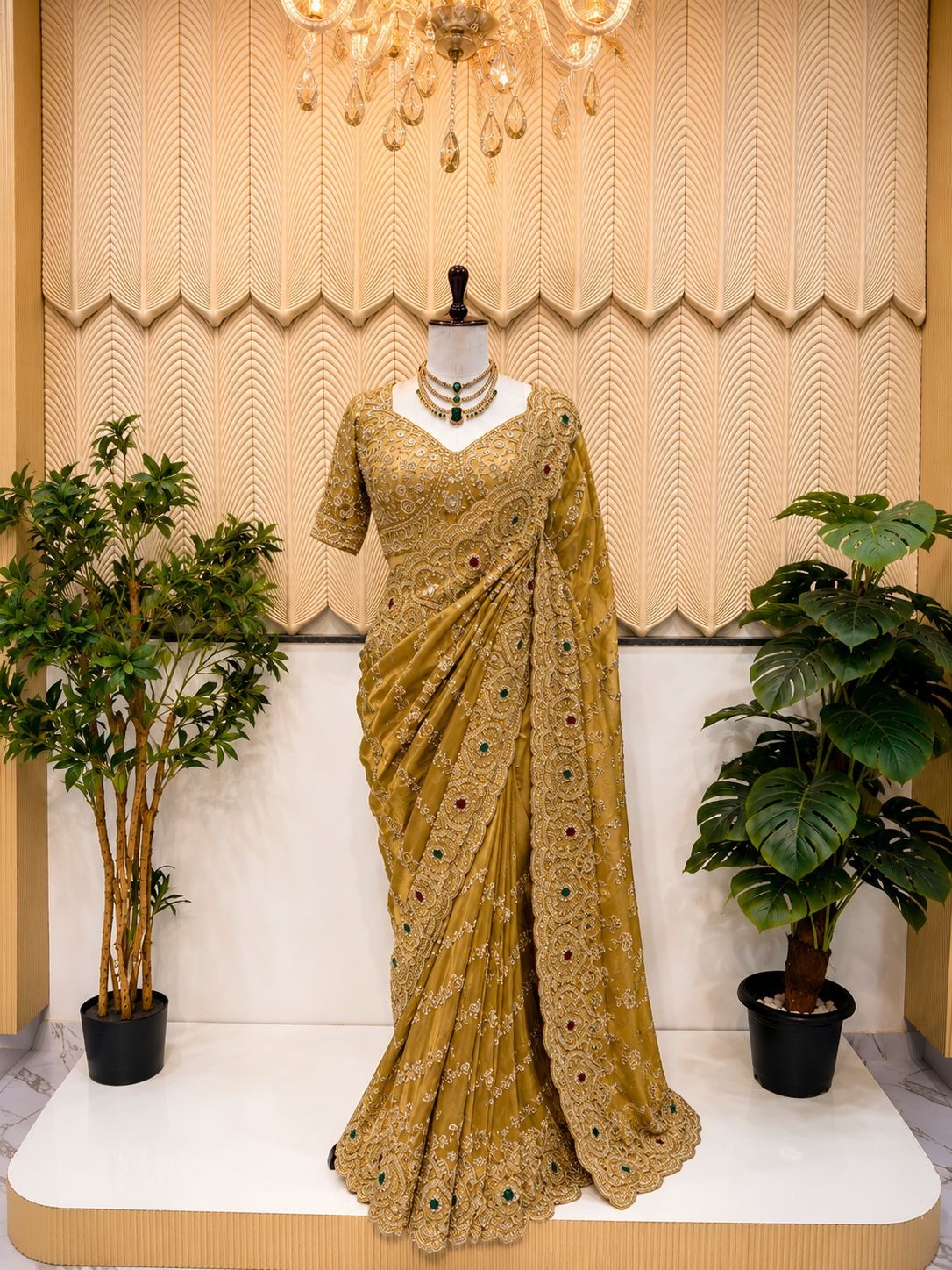 Golden Handwork saree