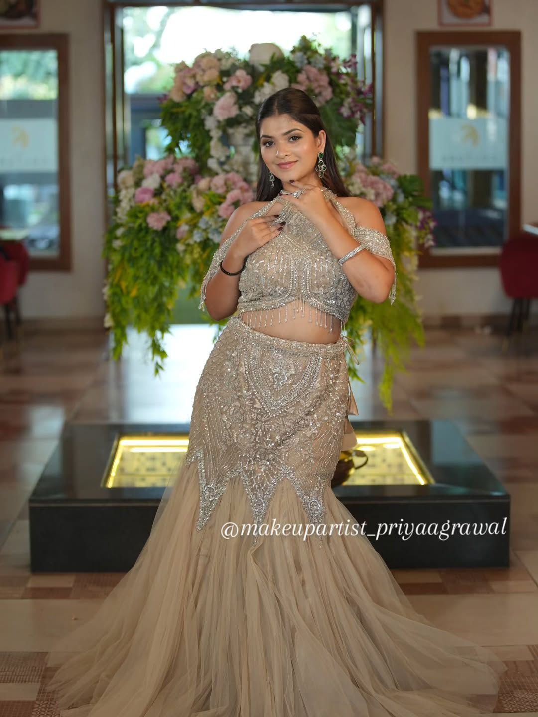 Beige Fishcut Lehenga