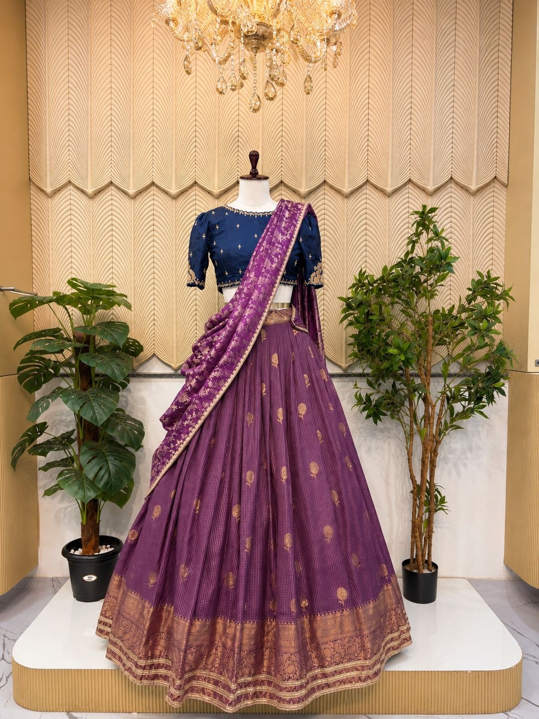 Purple south indian lehenga 