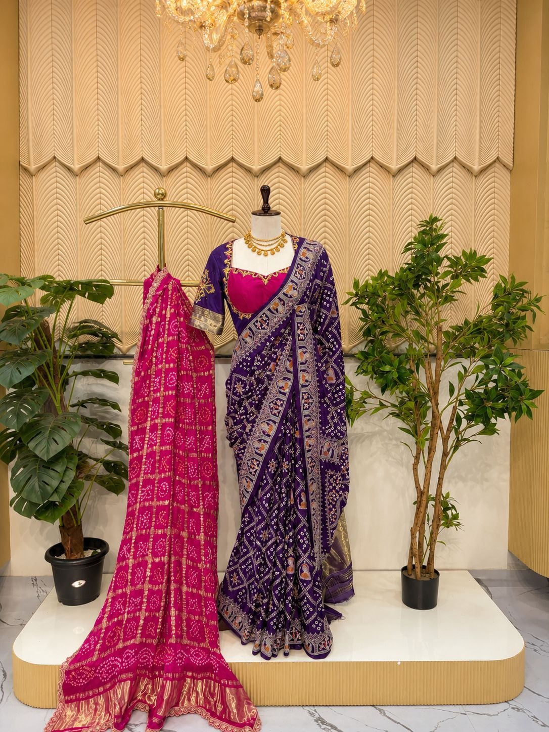 Purple Bandhani  Saree