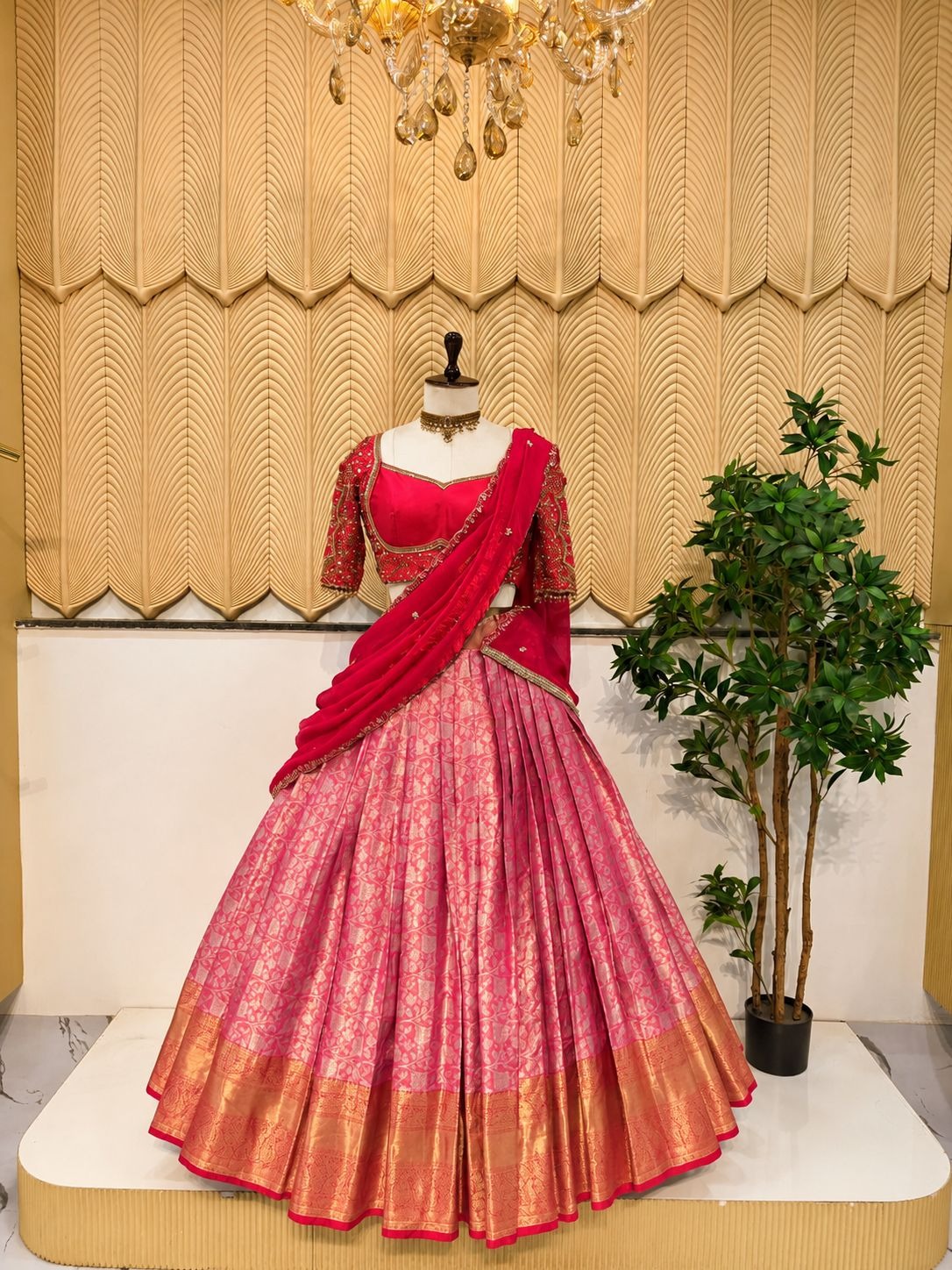 Pink South Indian lehenga 