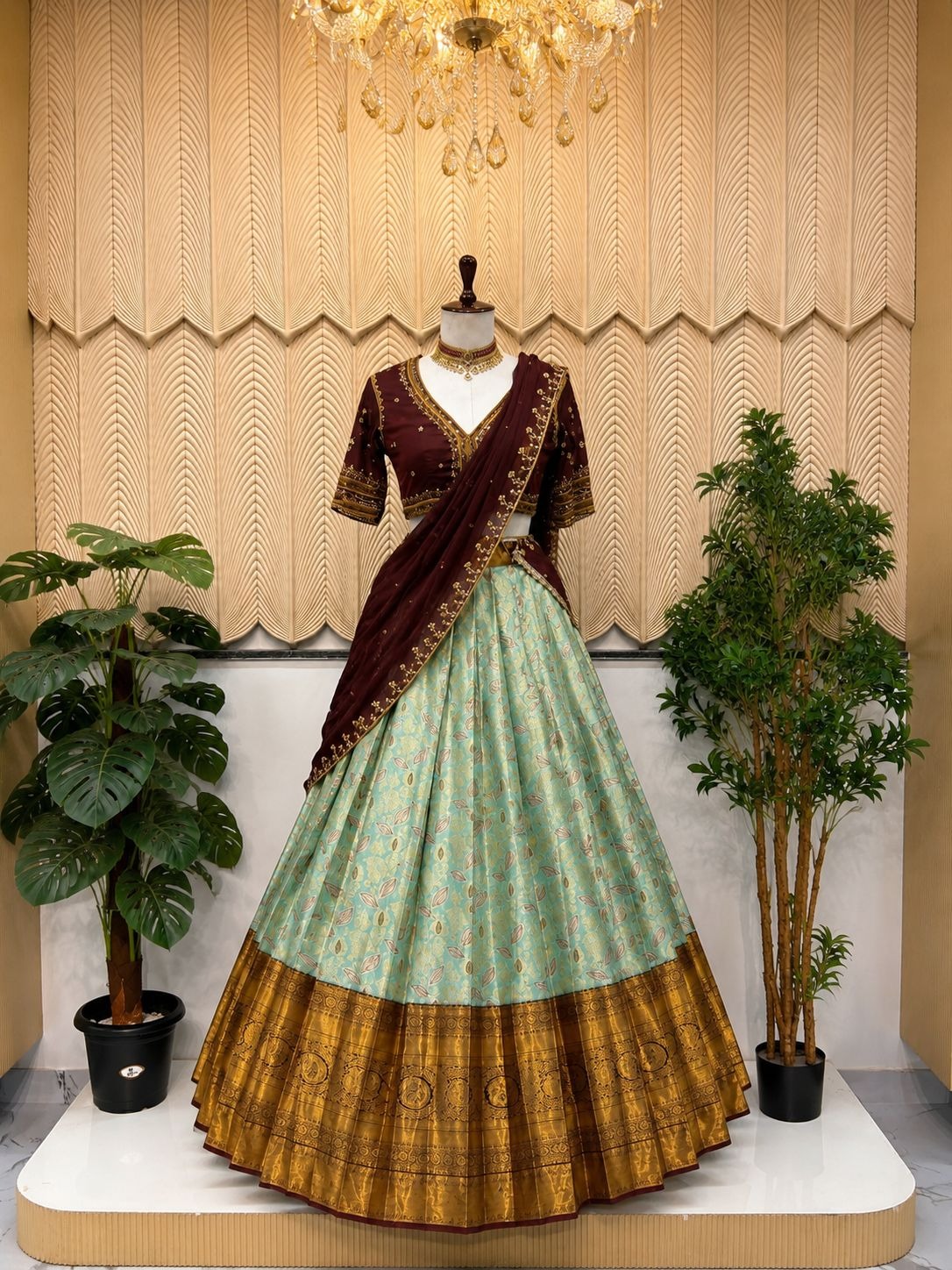 Pista maroon south Lehenga 