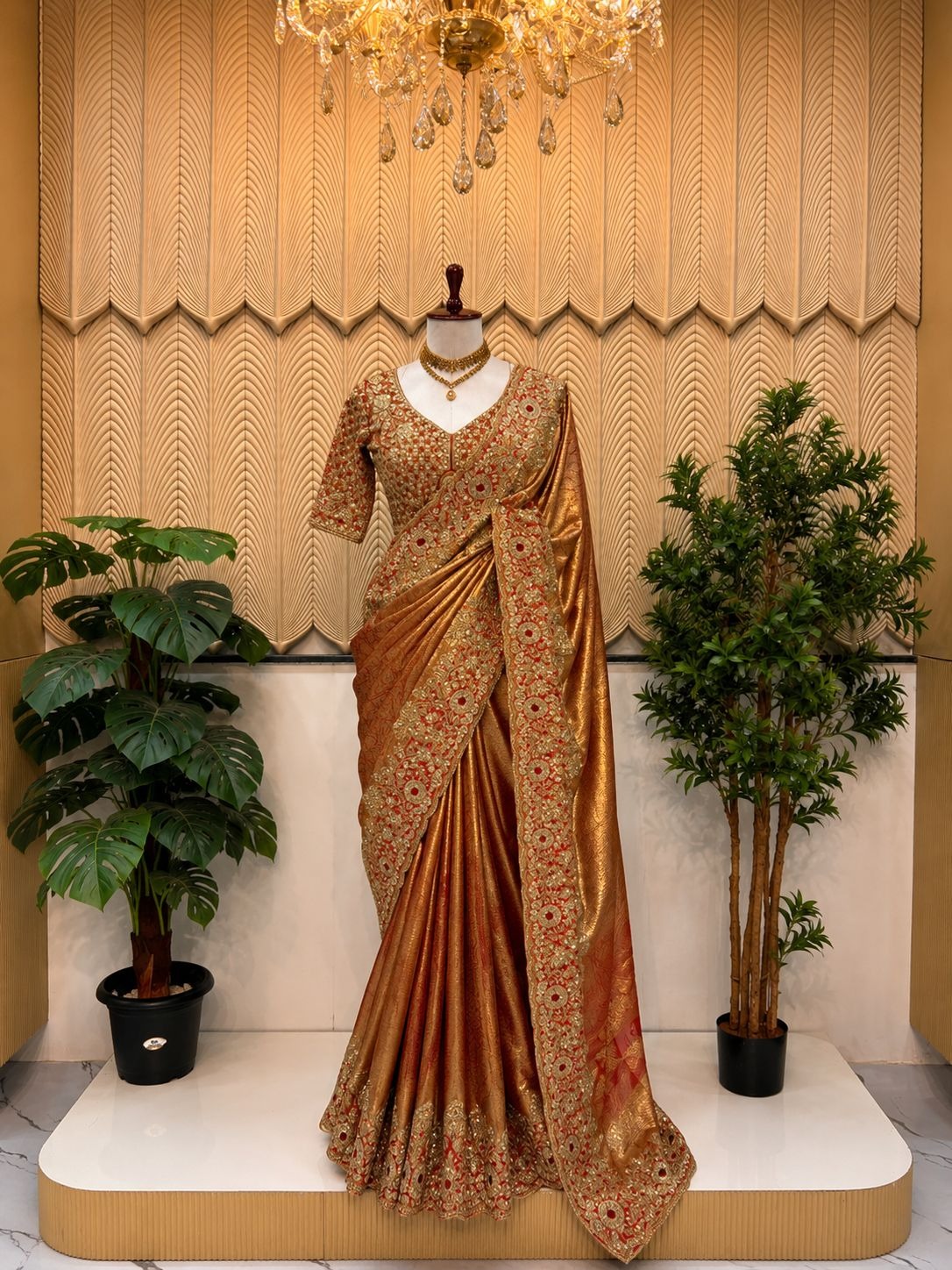 Copper handwork saree
