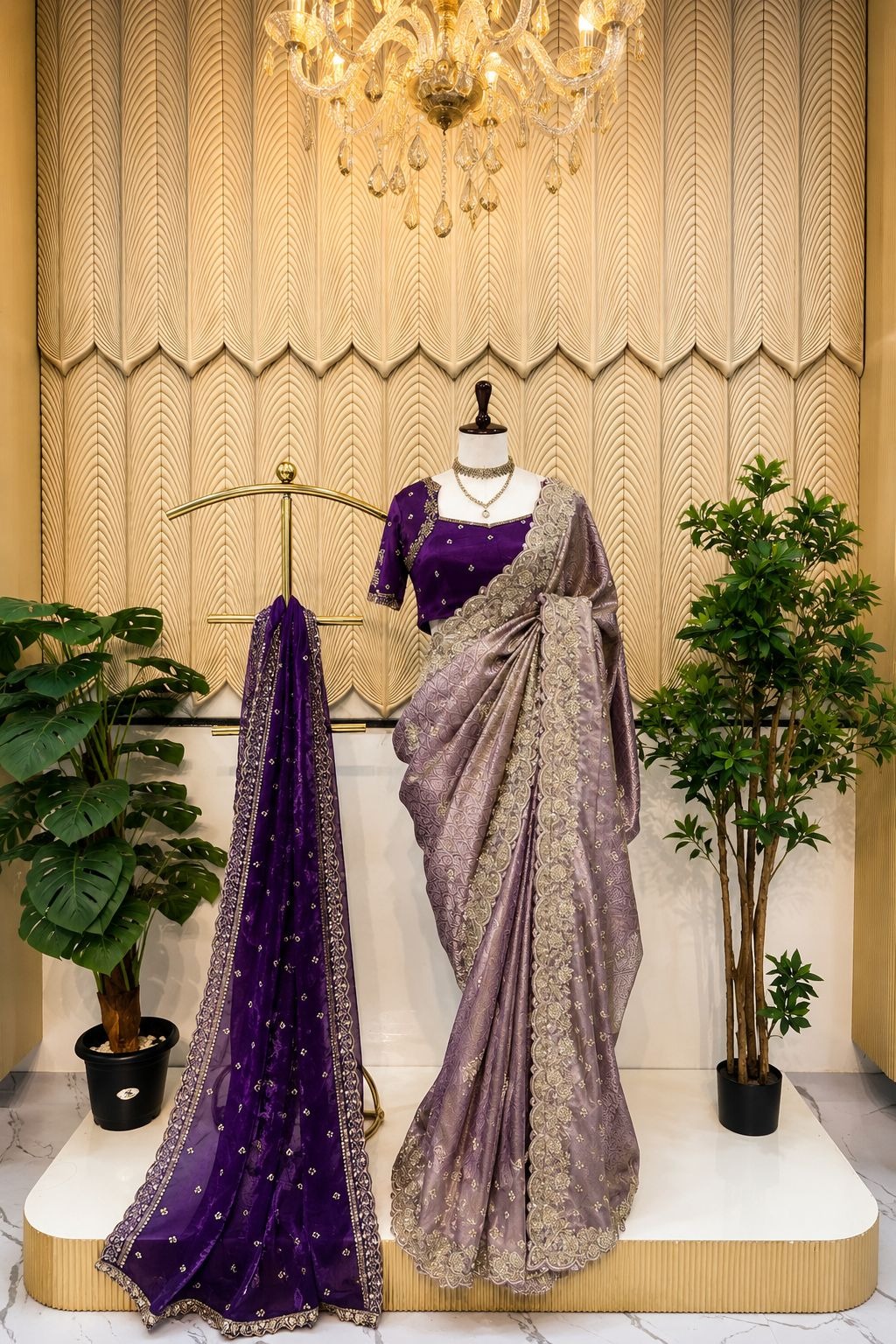 Lavender Handwork Saree