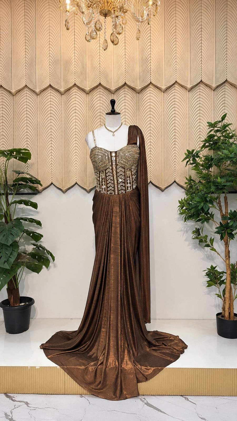 Brown Golden Indowestern 