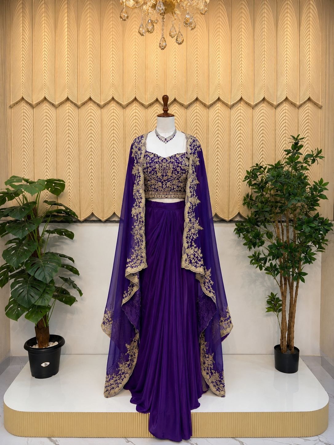 Purple indowestern jacket set 