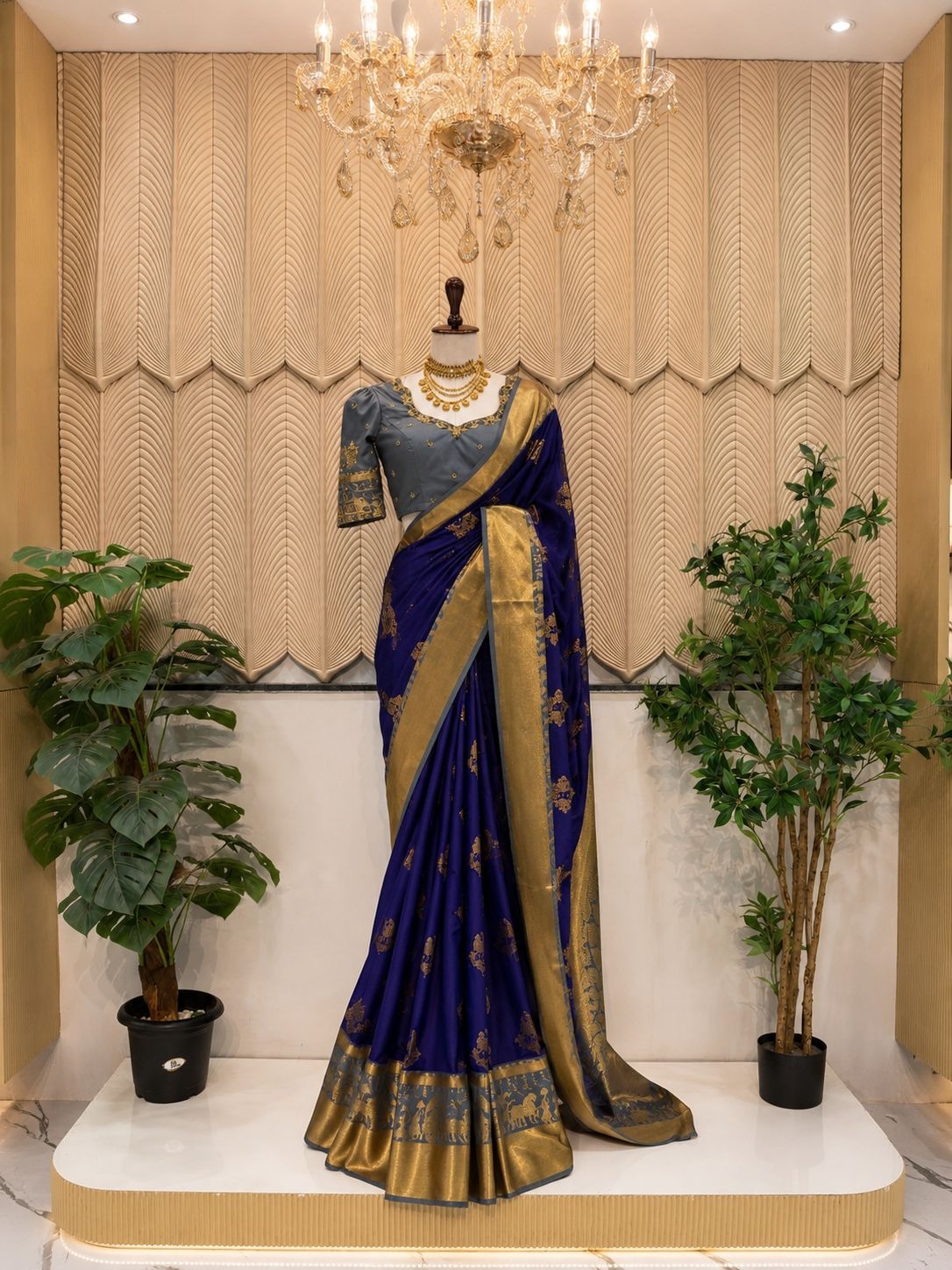 Purple Grey Saree