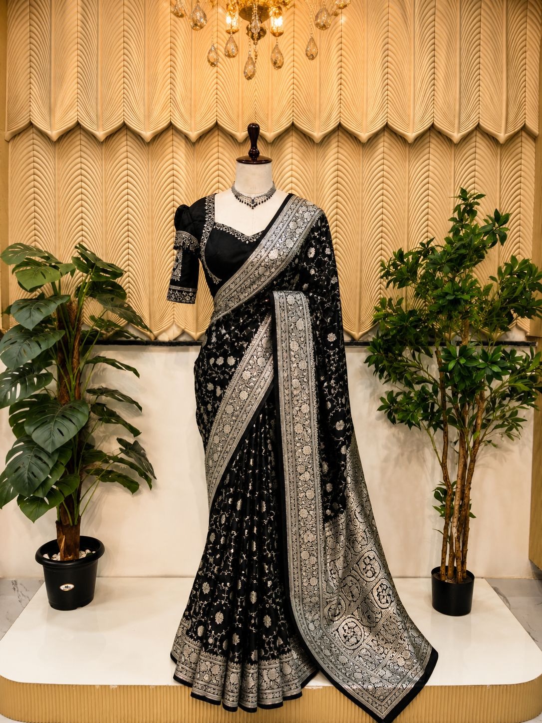 Black brocade saree