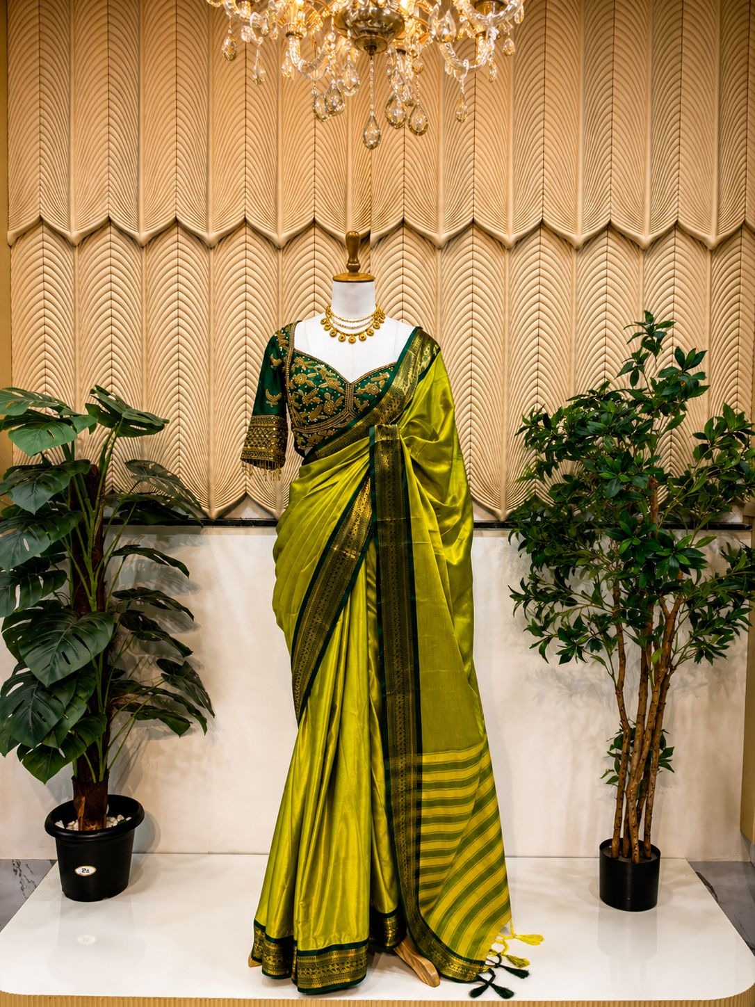 Parrot Green Saree