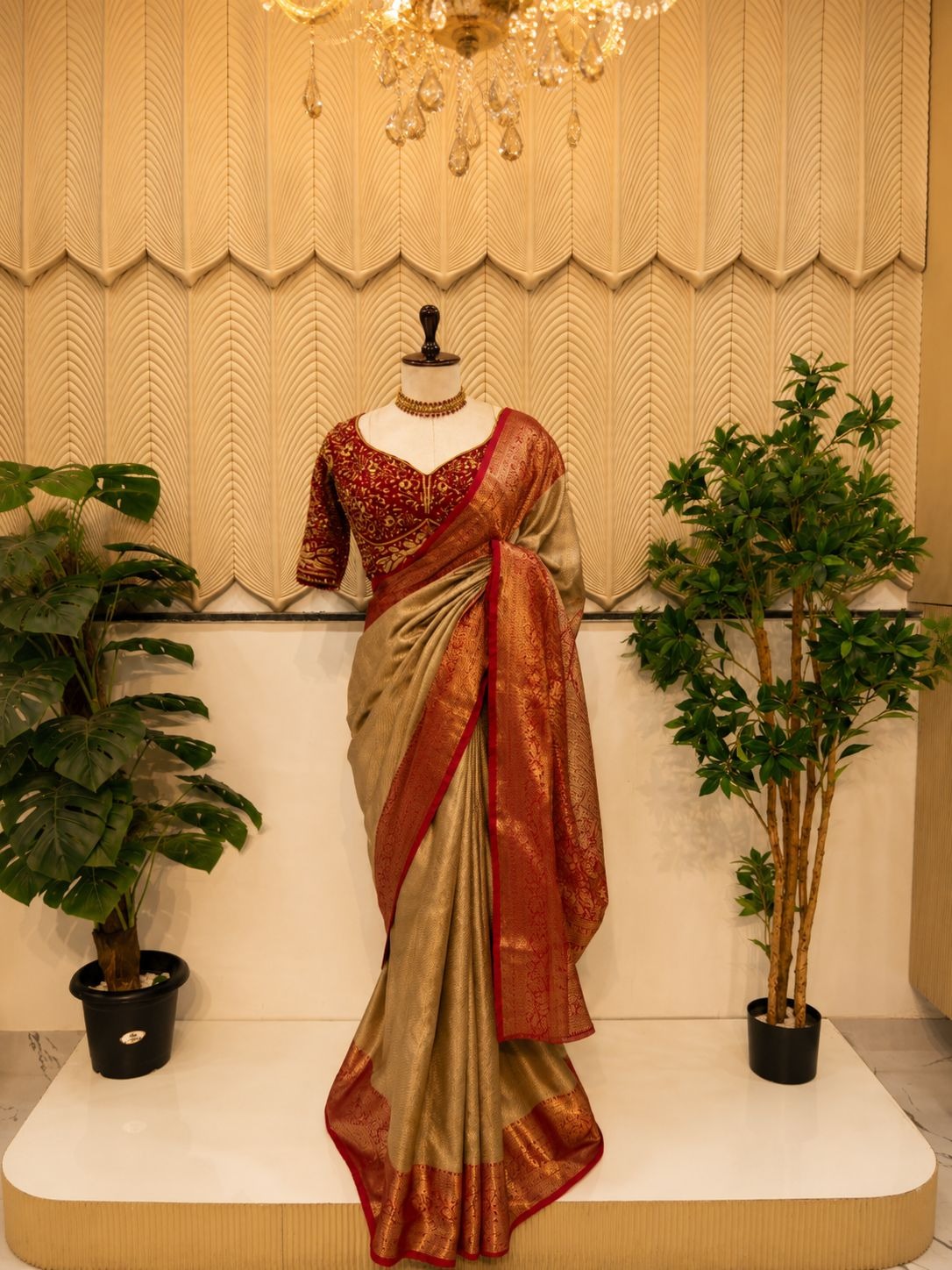 Golden South Indian saree