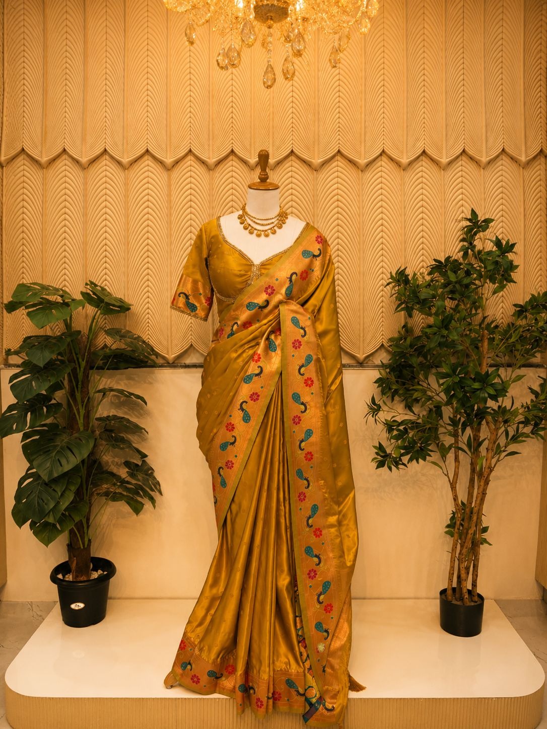 Muster yellow saree 