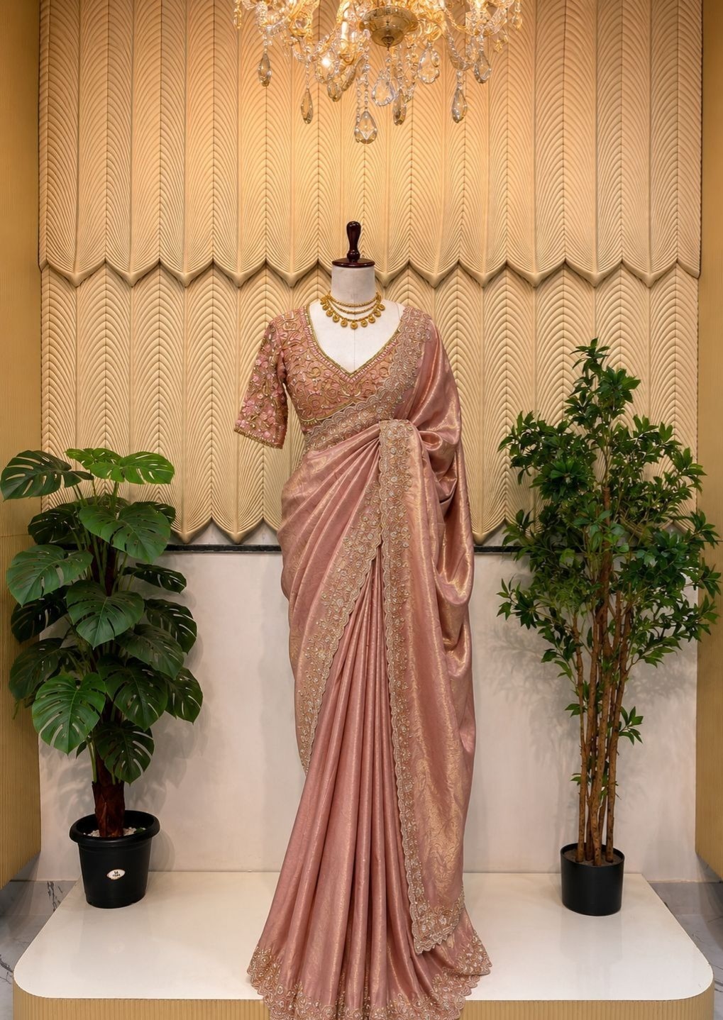 Pink Handwork saree 