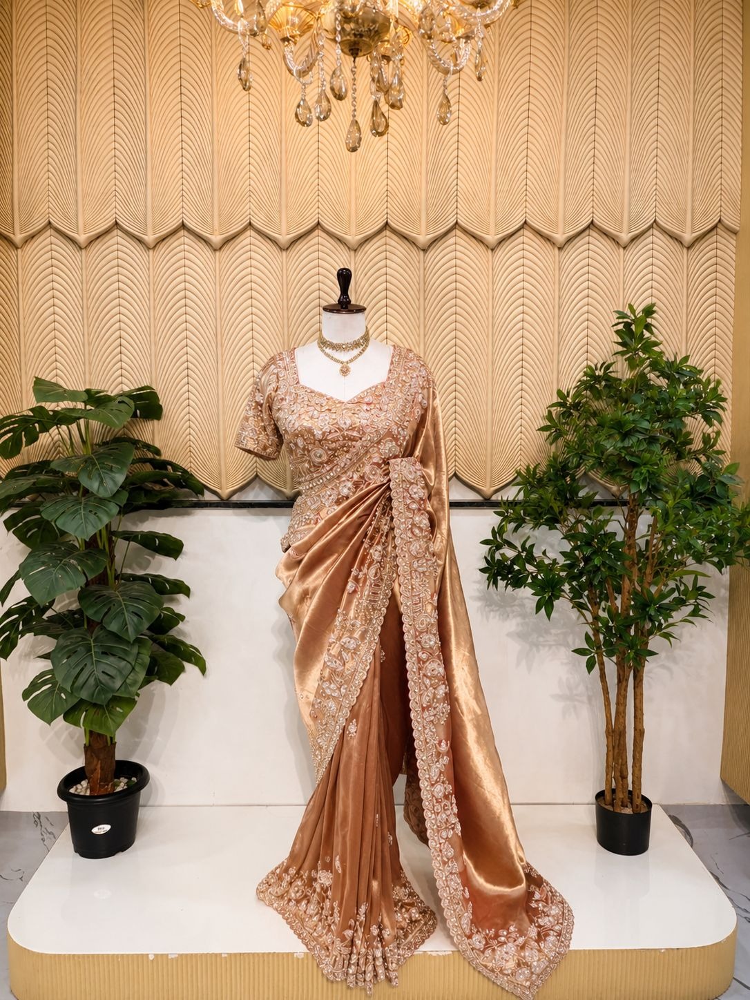 Copper handwork saree