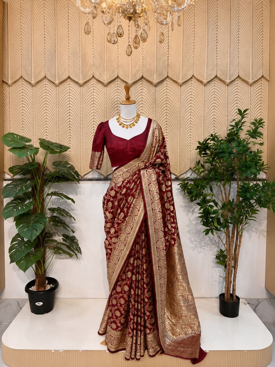 Maroon Banarasi Saree