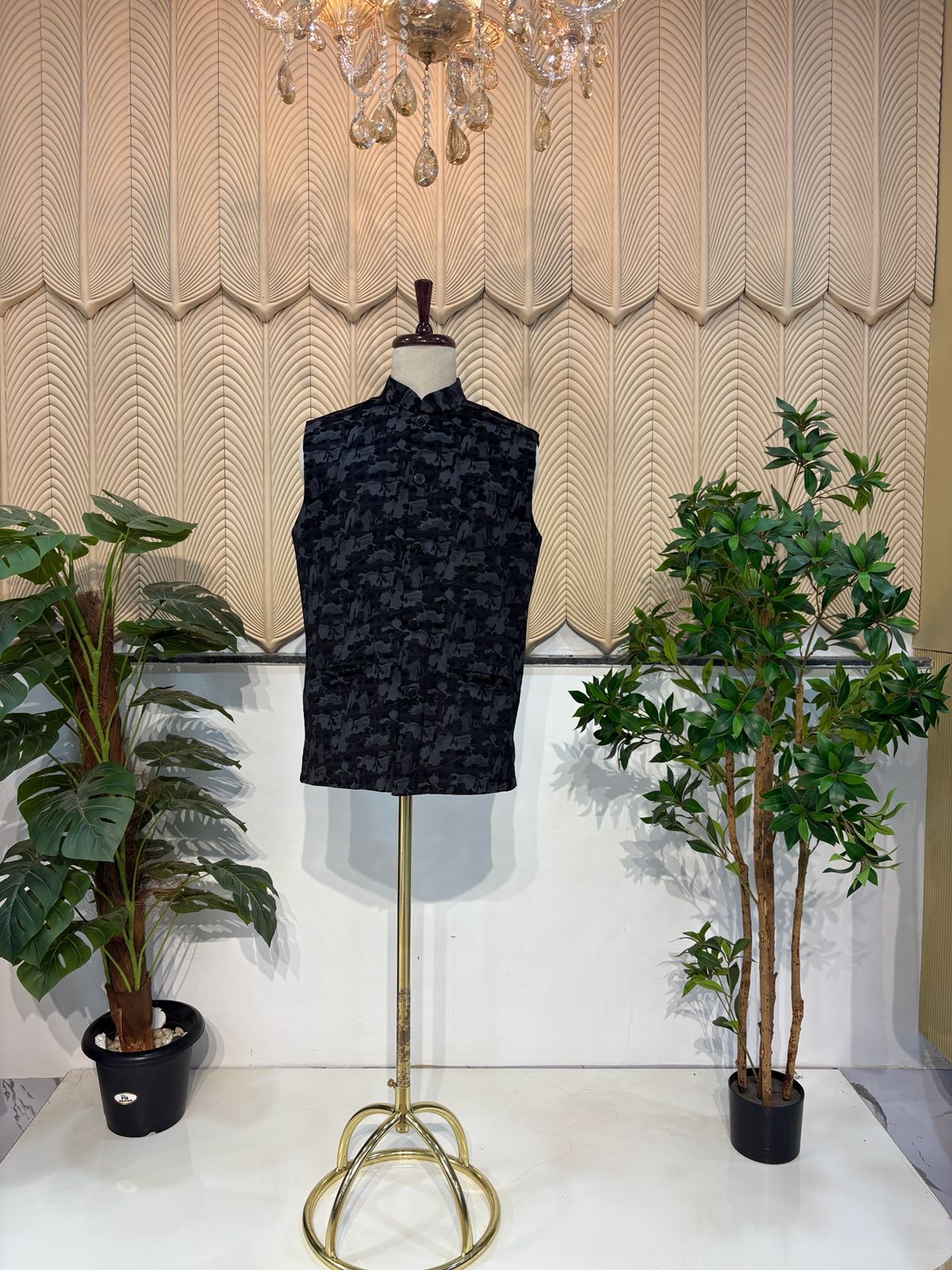 Black waistcoat Brocade