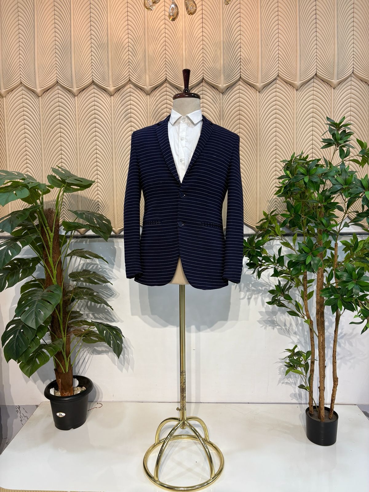 Blue Horizontal Line Blazer 38